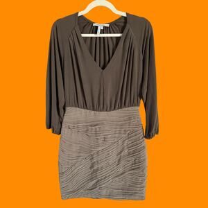 00's vintage jersey knit pleated chiffon dolman bodycon y2k mini dress Size 6